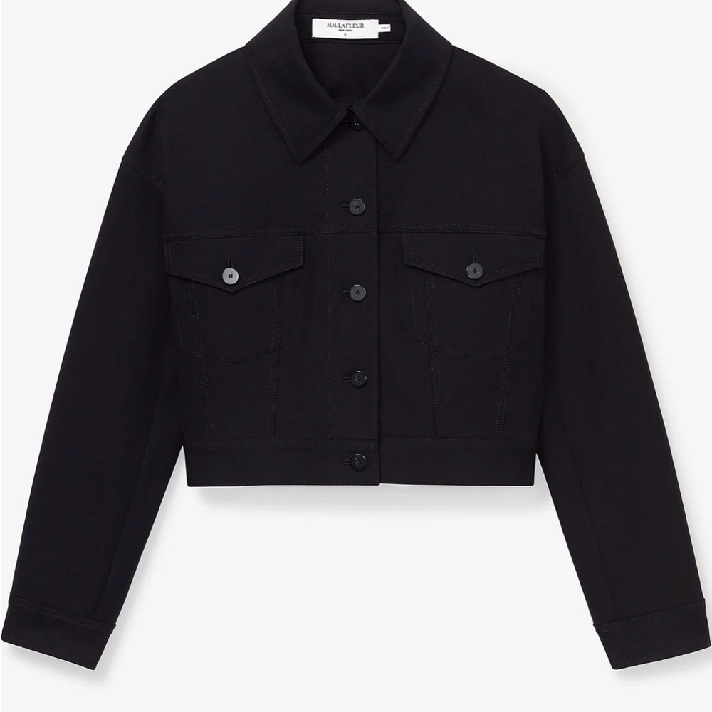 Black Cropped Jean Jacket M.M. Lafleur The Anna Jacket Size S